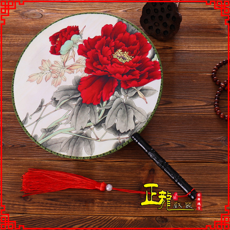 宿松古典中国风团扇空白扇跳舞蹈扇 真丝宫扇