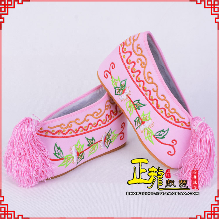 宿松花旦鞋女绣花彩鞋 舒适款草花内高彩鞋