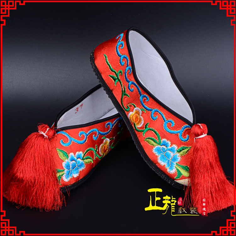宿松京剧越剧戏曲彩鞋花旦绣花 普平底彩鞋