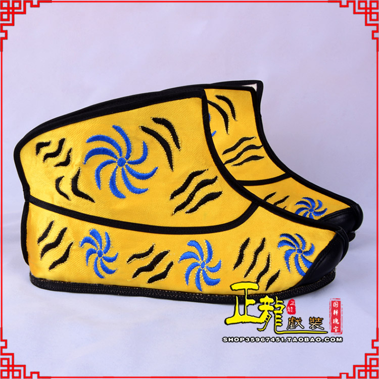 宿松.美猴王靴子虎纹靴金黄快靴 猴鞋