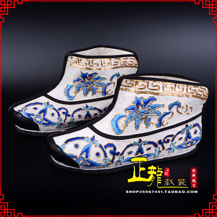 宿松三岔口武生薄底 手绣绣花快靴