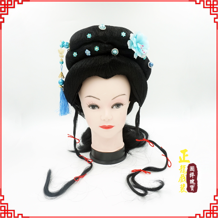 宿松戏剧服装京剧越剧小旦花旦丫鬟假发 小姐头套